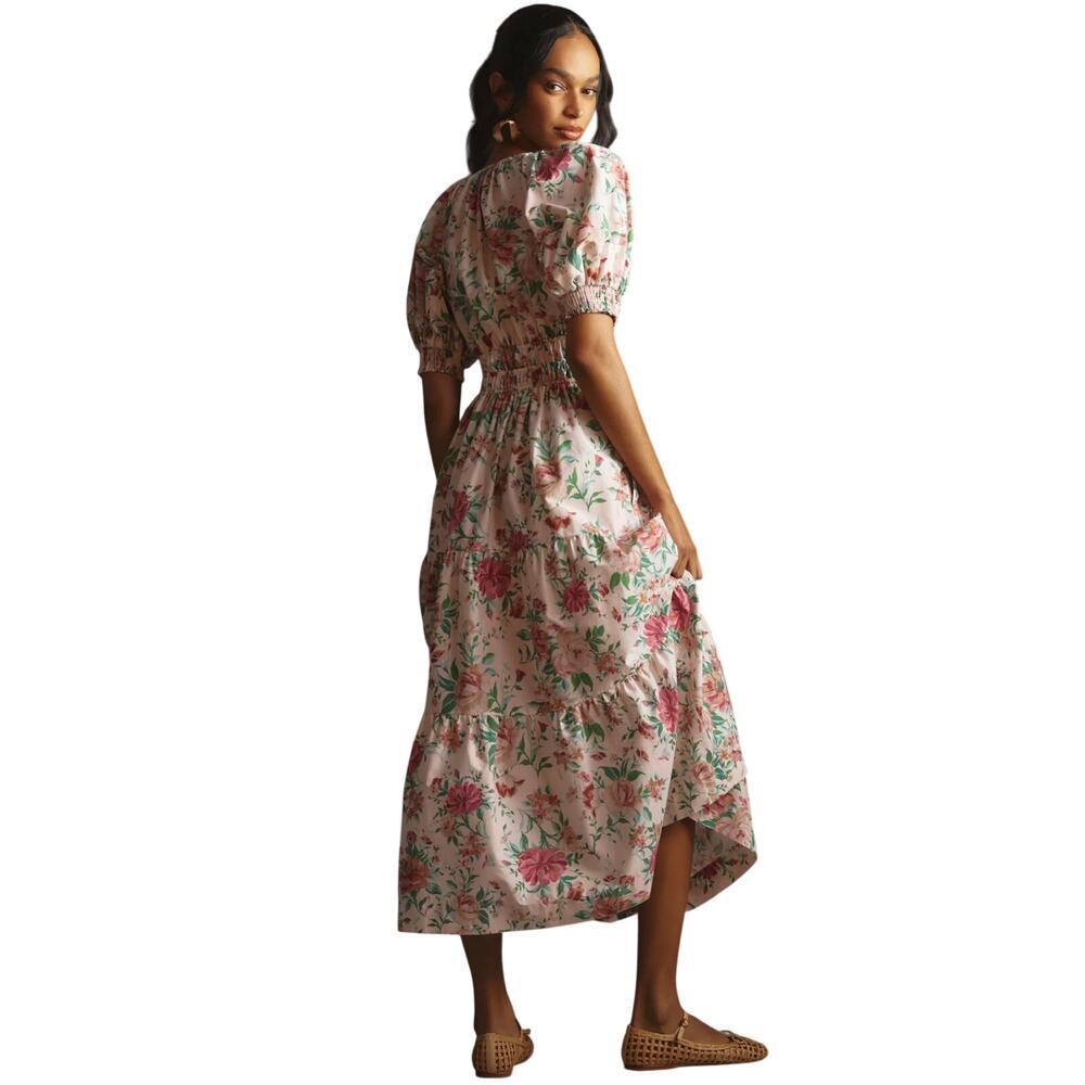 Anthropologie Somerset Floral Puff Sleeve Maxi Dress Small Smocked Cottagecore - Picture 5 of 11